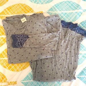 Soma cool nights lavender polkadot long sleeve pajama Set